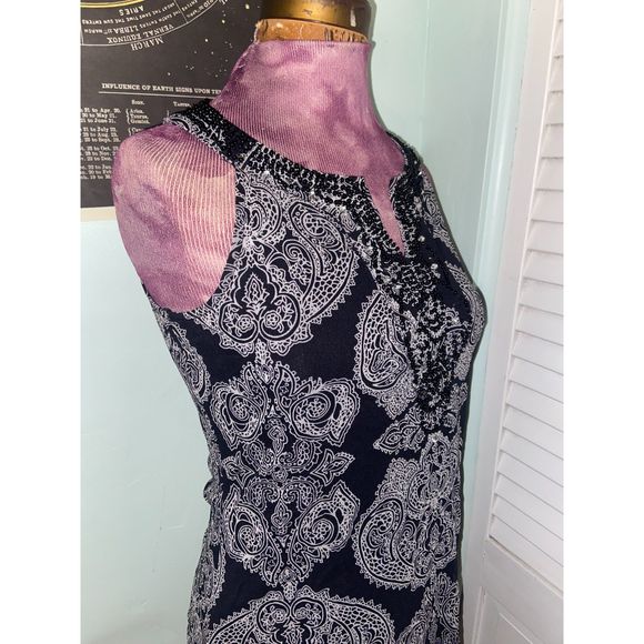 INC International Concepts Black and White Beaded Tank Top - S - Picture 4 of 6